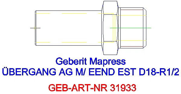 GE Mapress Edelstahl Übergang mit AG und Einschubende d18-R1/2_31933_G