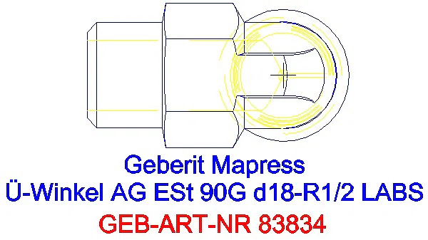 GE Mapress Edelstahl Übergangswinkel 90Gr mit AG (LABS-frei) 90G d18-R1/2_83834_G