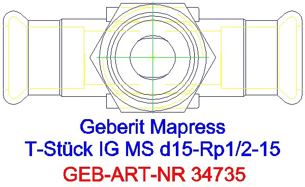 GE Mapress Kupfer T-Stück mit IG Gas d15-Rp1/2-15_34735_G