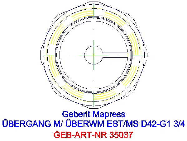 GE Mapress Edelstahl Übergang mit Überwurfmutter d42-G1 3/4_35037_L