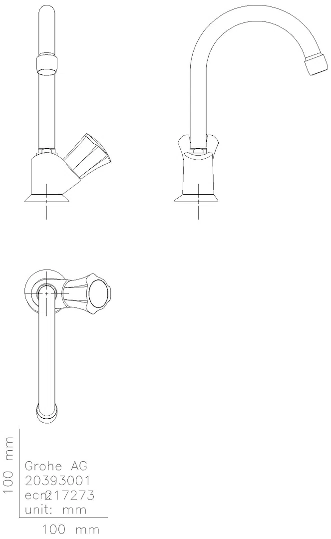 GROHE Standventil Costa 20393_1 DN15 Markierung blau Schwenkauslauf chrom