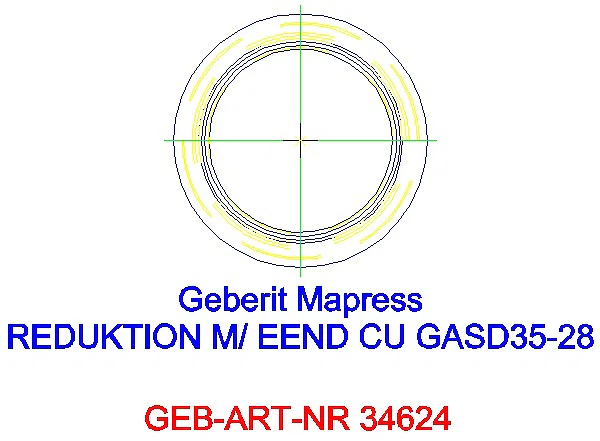 GE Mapress Kupfer Reduktion mit Einschubende (Gas blau) d35-28_34624_A