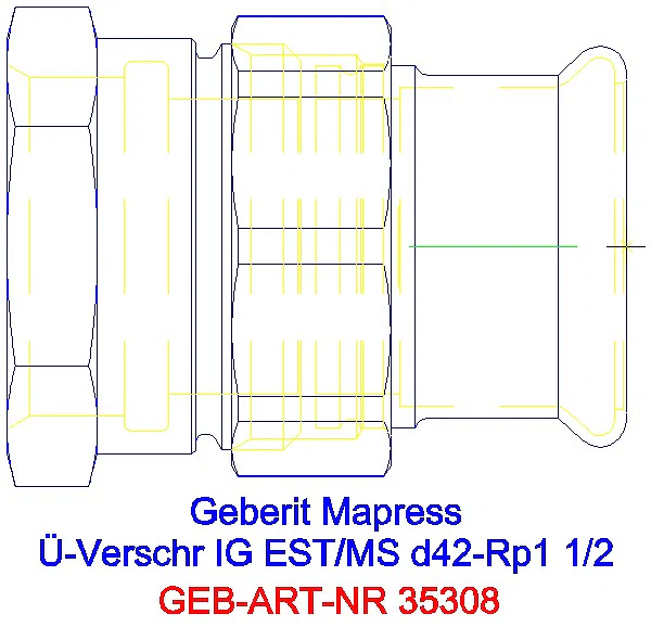 GE Mapress Edelstahl Übergangsverschr. mit IG d42-Rp1 1/2_35308_A