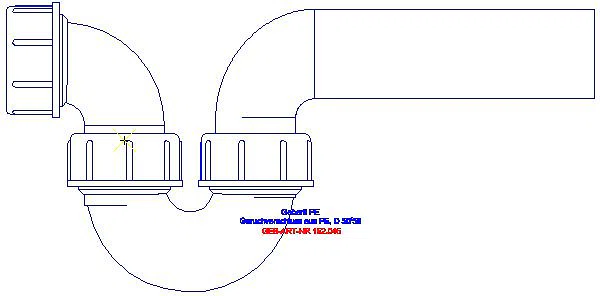 GE Rohrbogengeruchsverschluss für Becken D50/56 Einlauf horiz. und Abgang horiz._152.045.16.1_A