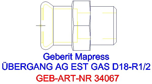 GE Mapress Edelstahl Übergang mit AG (Gas) d18-R1/2_34067_A