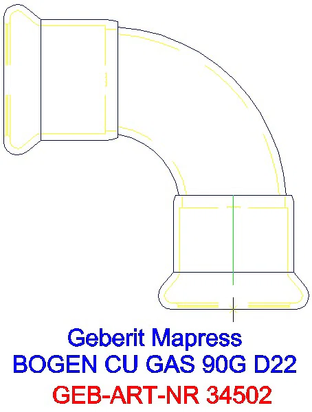 GE Mapress Kupfer Bogen 90Gr (Gas) d22_34502_A