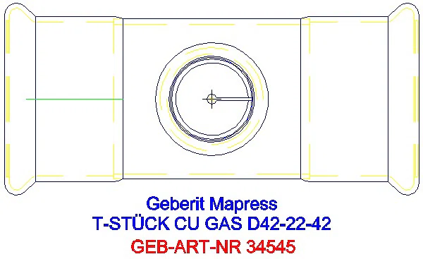 GE Mapress Kupfer T-Stück reduziert (Gas) d42-22-42_34545_G