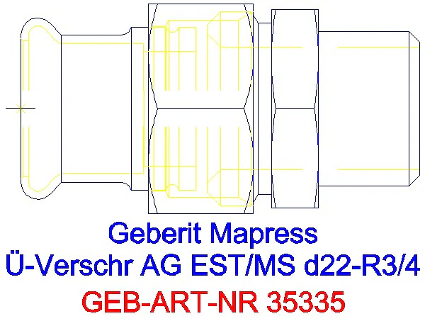 GE Mapress Edelstahl Übergangsverschr. mit AG d22-R3/4_35335_G