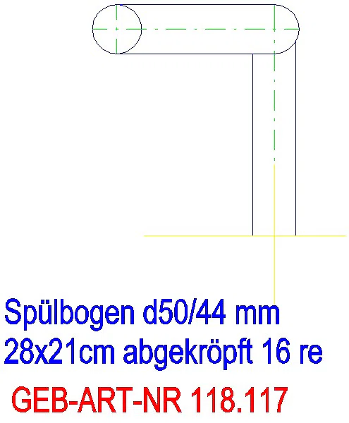 GE Spülbogen 90Gr 28x21 cm rechts gekröpft 16 cm weiß-alpin d50/44_118.117.11.1_G