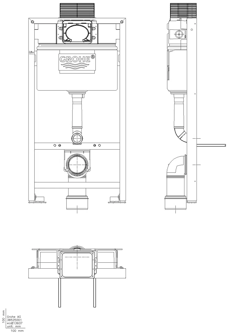 GROHE WC-Element Rapid SL 38525_1 Bauhöhe 1,00m mit Spülkasten 6 - 9 l
