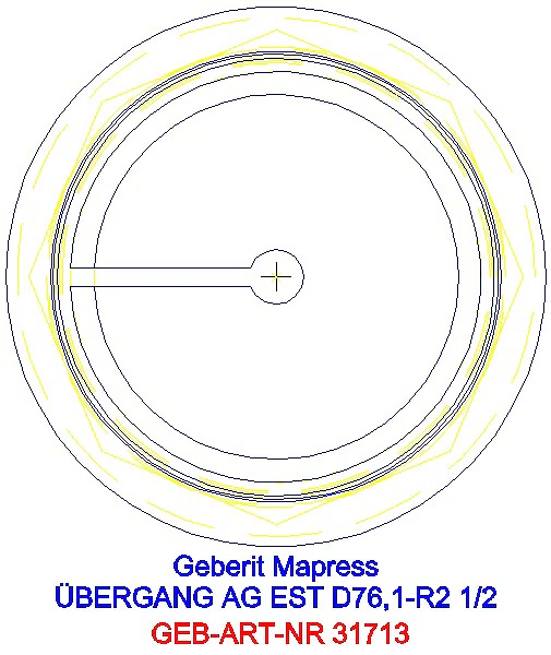 GE Mapress Edelstahl Übergang mit AG d76,1-R2 1/2_31713_L