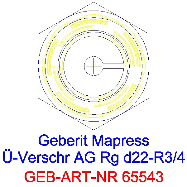 GE Mapress Kupfer Übergangsverschraubung mit AG Rg d22-R3/4_65543_L