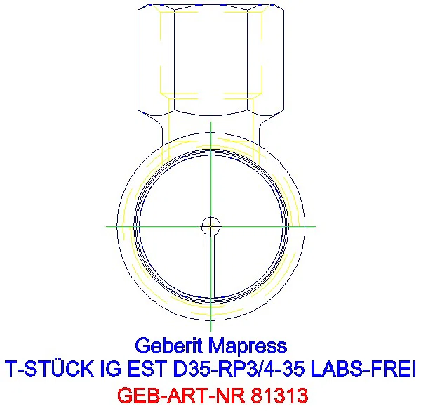 GE Mapress Edelstahl T-Stück mit IG (LABS-frei) d35-Rp3/4-35_81313_L