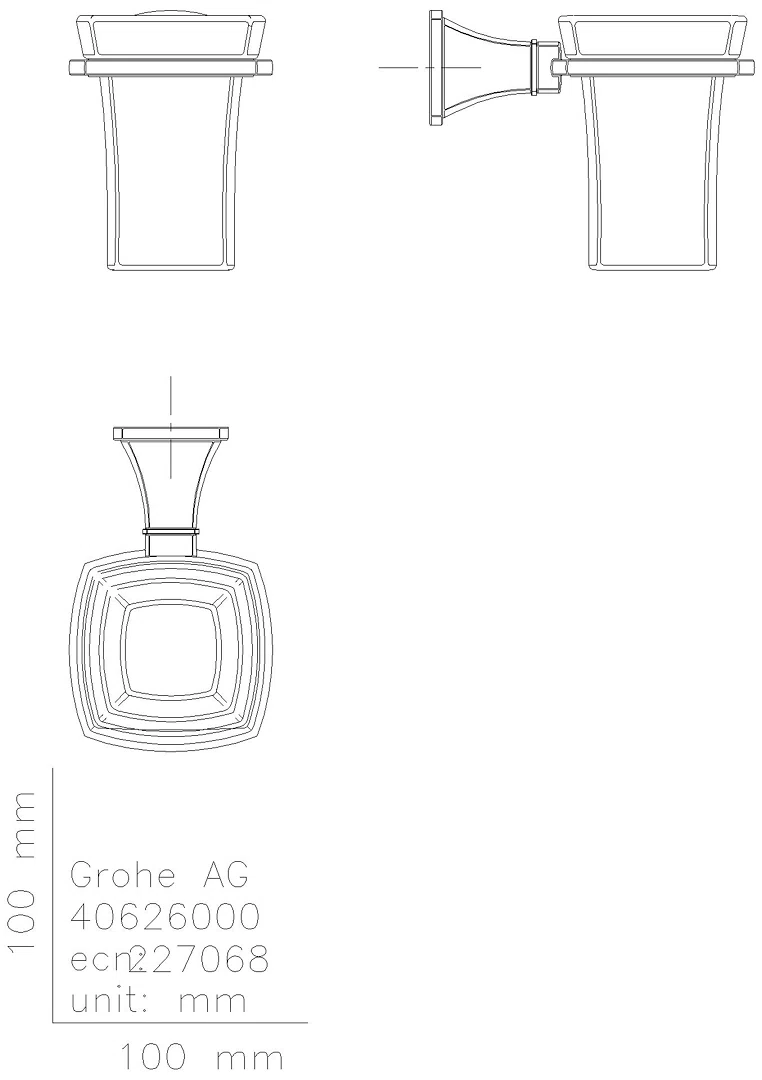 GROHE Halter Grandera 40909 mit Keramik- Mundspülglas chrom/gold