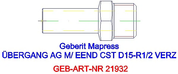 GE Mapress C-Stahl Übergang mit AG und Einschubende d15-R1/2 verzinkt_21932_A