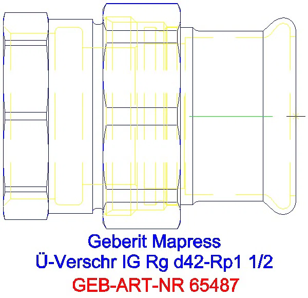 GE Mapress Kupfer Übergangsverschraubung mit IG Rg d42-Rp1 1/2_65487_G
