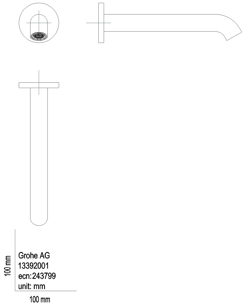 GROHE Wanneneinlauf Essence 13449_1 Wandmontage hard graphite