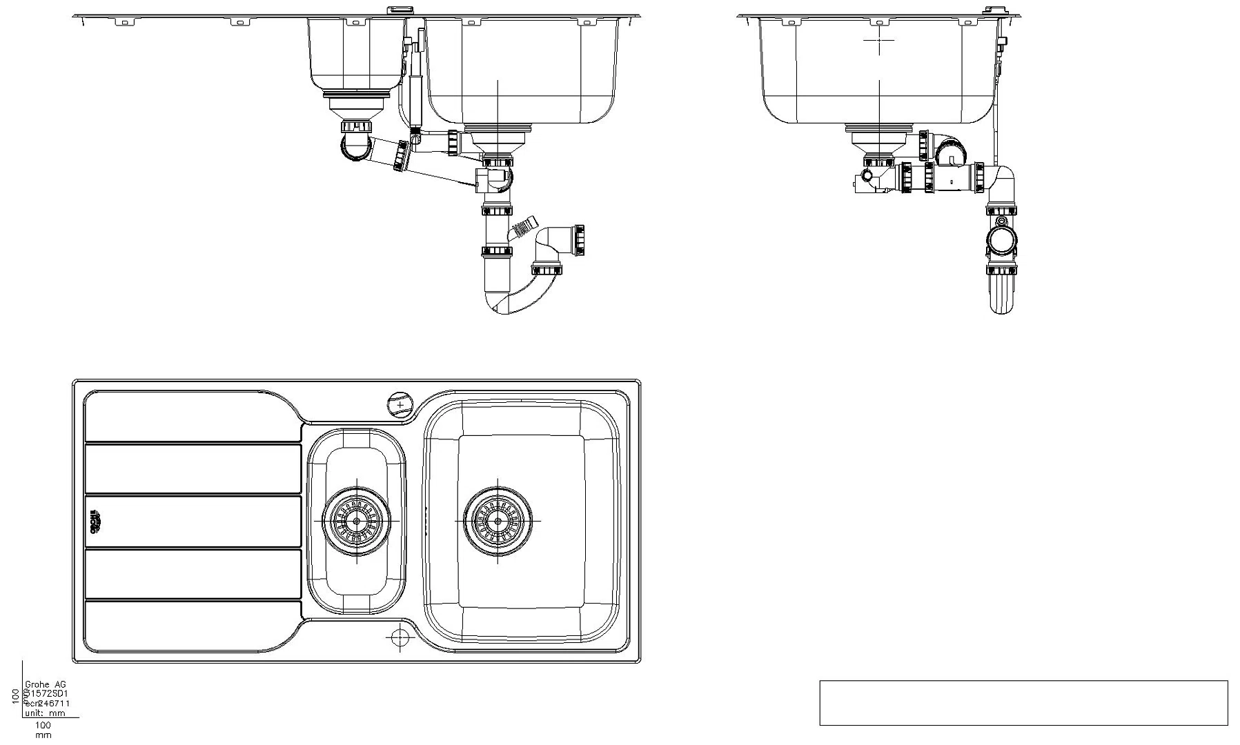 GROHE Edelstahlspüle K500 31572_1 mit 1,5 Becken Abtropffläche 1000x500mm