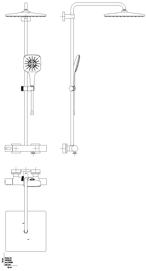 GROHE Duschsystem Rainshower SmartActive 310 Cube 26837 mit THM cool sunrise