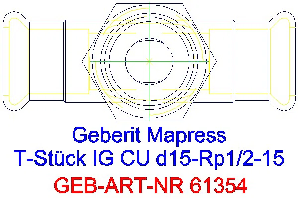 GE Mapress Kupfer T-Stück mit IG d15-Rp1/2-15_61354_G