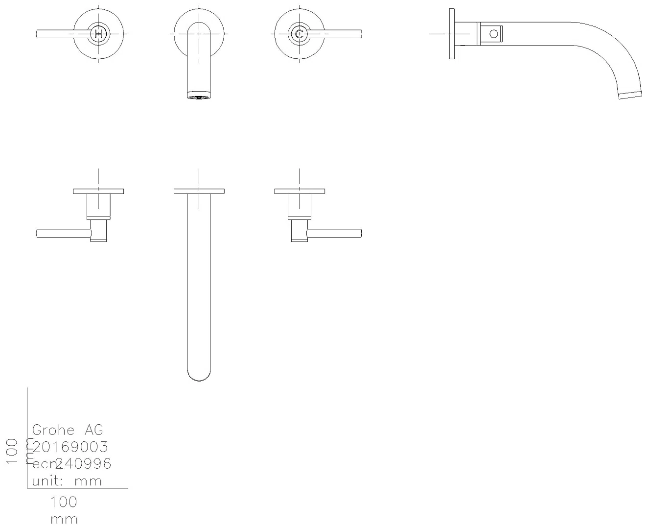 GROHE 3-Loch-WT-Batterie Atrio 20662 FMS Hebelgriff satin graphite