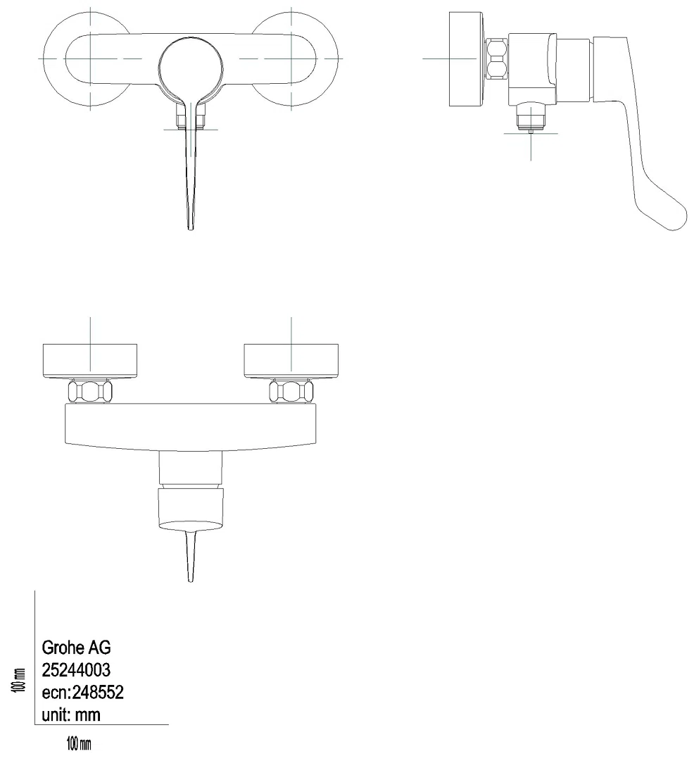 GROHE EH-Brausebatt. Eurosmart 25244_3 Wandmontage langer Hebel chrom