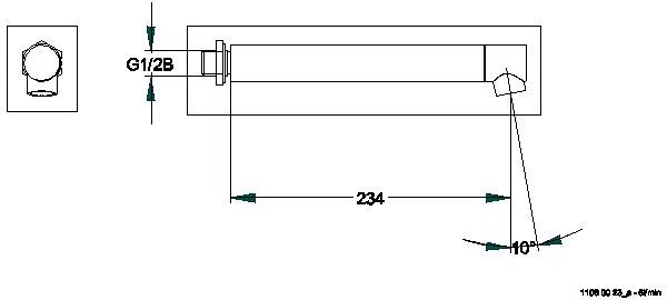 Wandauslauf, DN15, diebst. Luftspr., Ausladung 234 mm, AQRM905