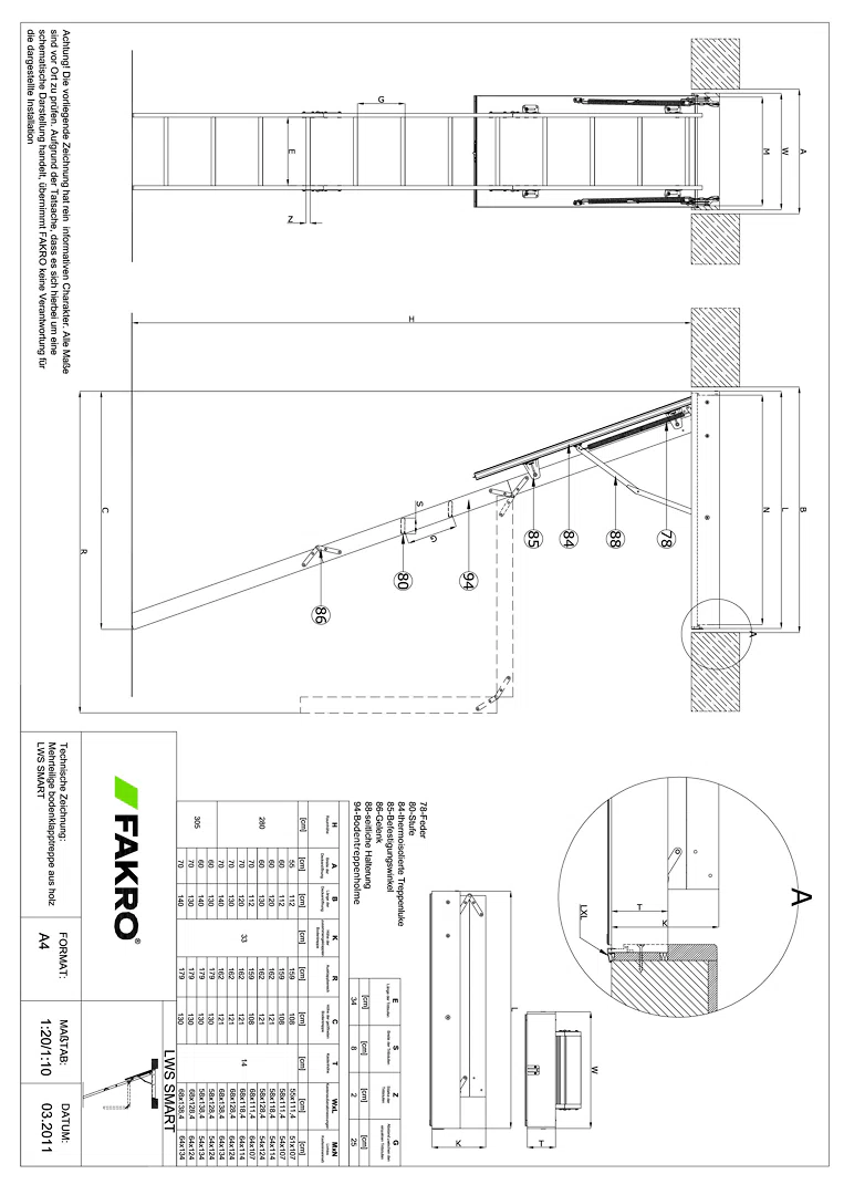 LWS Mehrteilige Bodenklapptreppe aus Holz - Detail