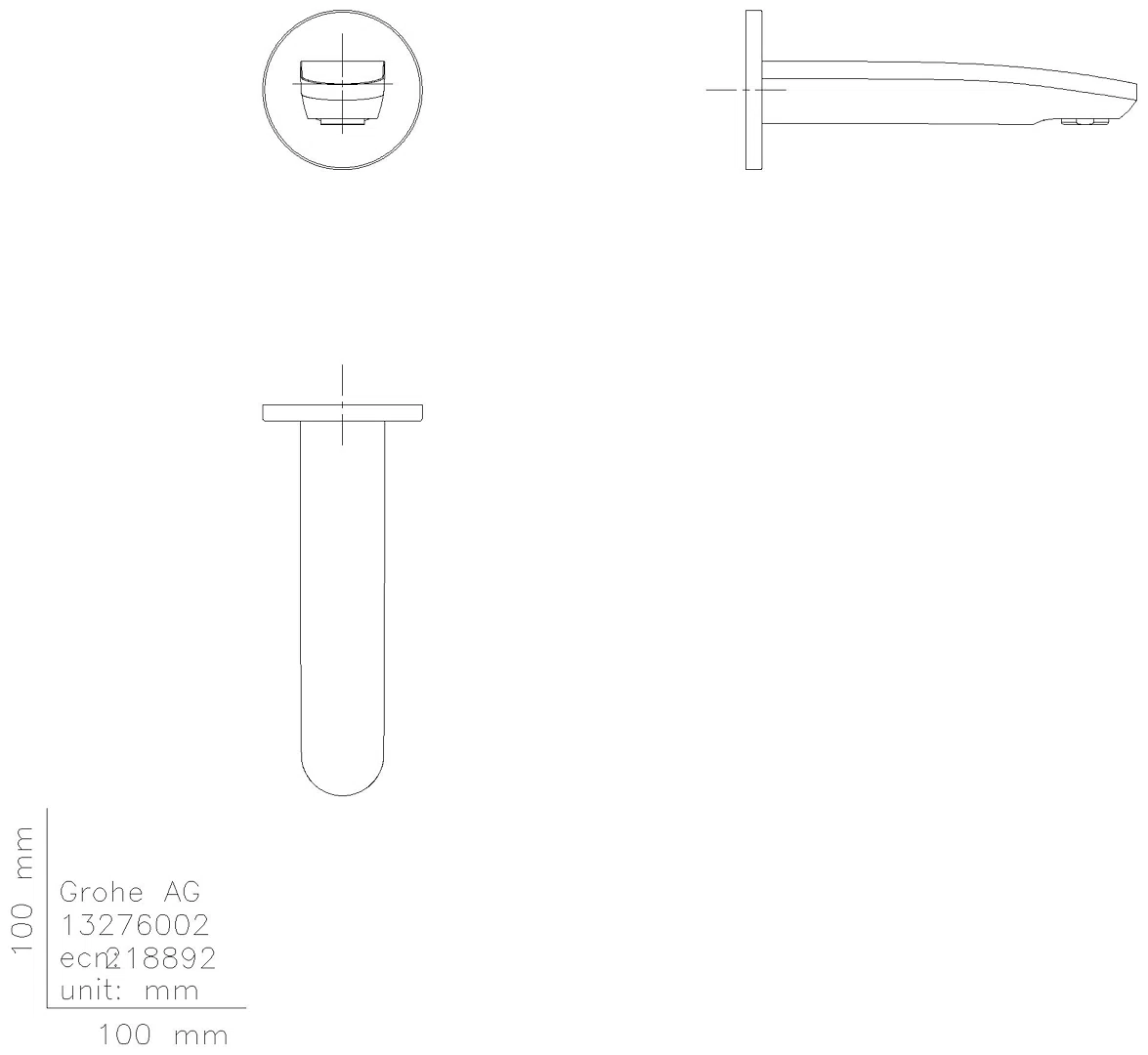 GROHE Wanneneinlauf Eurostyle C 13276_2 Ausladung 170mm chrom