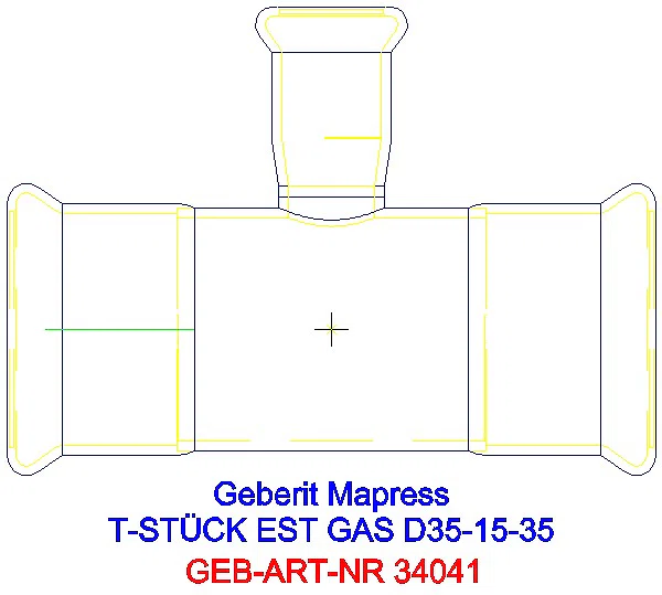 GE Mapress Edelstahl T-Stück reduziert (Gas) d35-15-35_34041_A