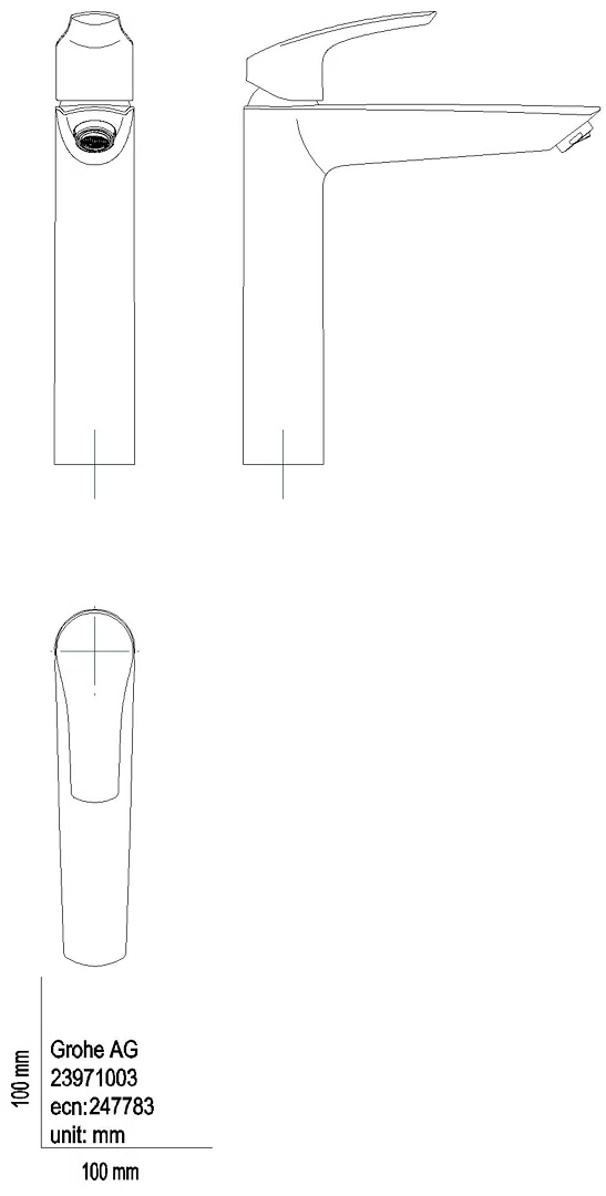 GROHE EH-WT-Batterie Eurosmart 23971_3 XL-Size für freist. Waschschüsseln chrom