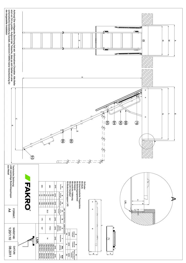 LMK mehrteilige Bodenklapptreppe aus Metall - Detail