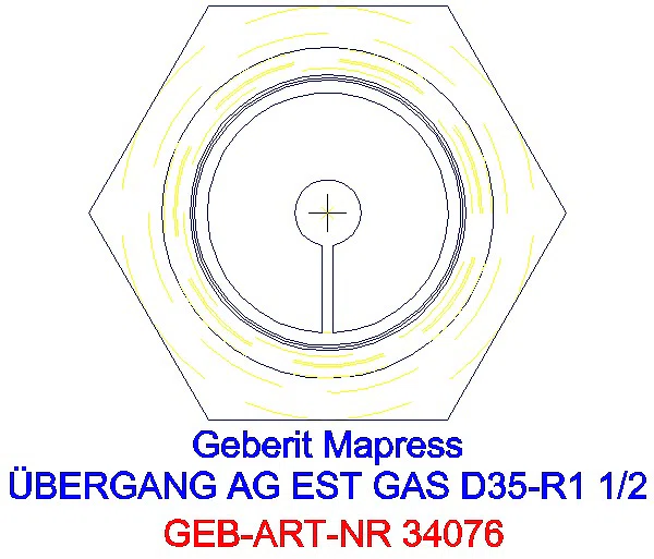 GE Mapress Edelstahl Übergang mit AG (Gas) d35-R1 1/2_34076_L