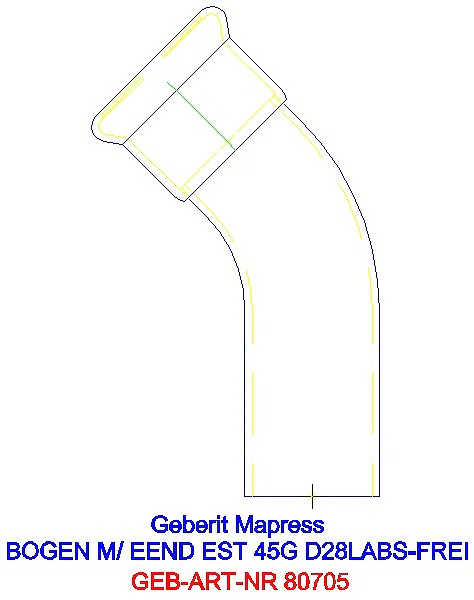 GE Mapress Edelstahl Bogen 45Gr d28 mit Einschubende (LABS-frei)_80705_A