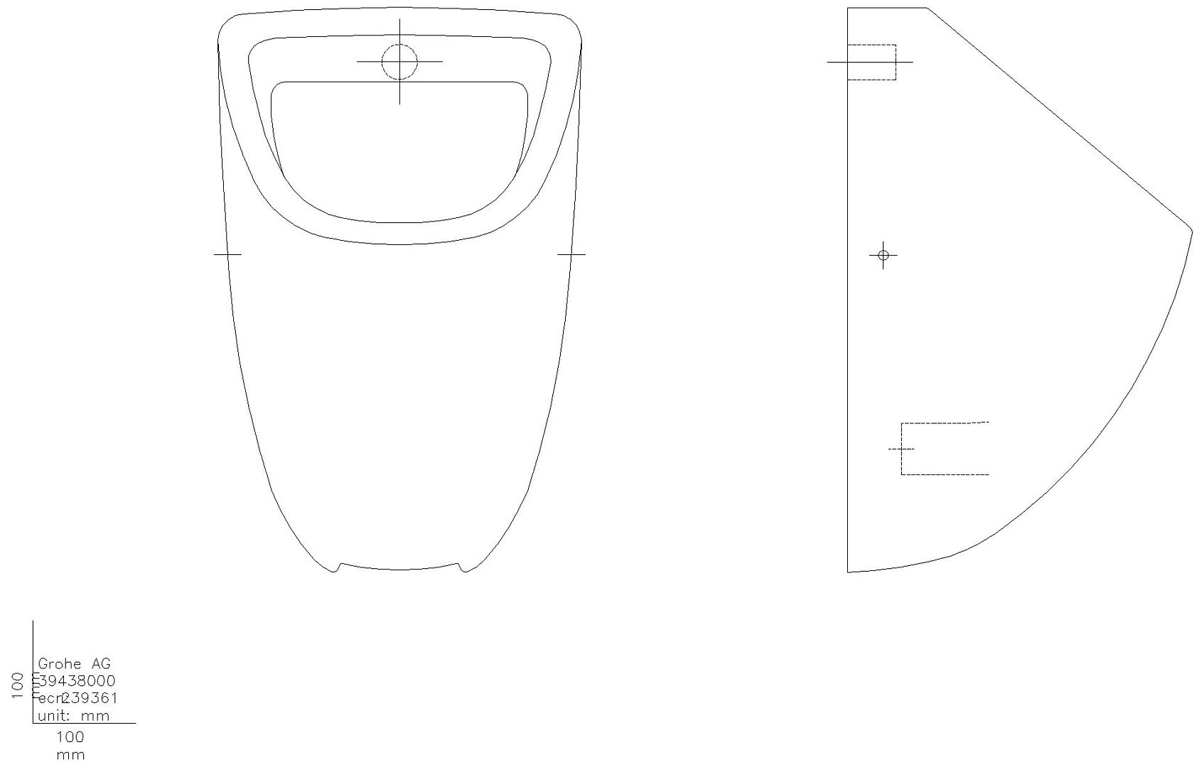 GROHE Urinal Bau Keramik 39438 Anschluss von unten alpinweiß