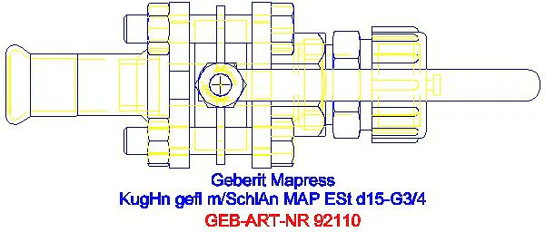 GE Mapress Kugelhahn NPW, mit Bet.-Hebel und Schlauchanschluss geflanscht d15_92110_G