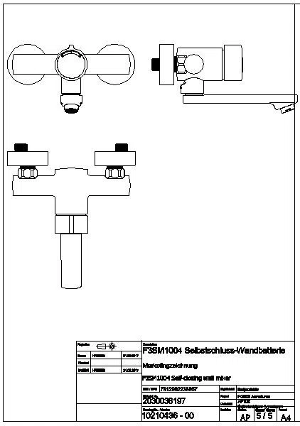 Wandbatterie, F3, hydr., Mischer, Schwenkauslauf, 220 mm, 6l, F3SM1004