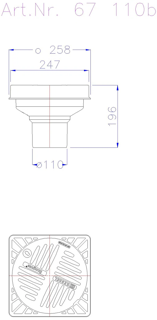 KESSEL-Hofablauf System 100, senkr., Schlitzrost, B 125