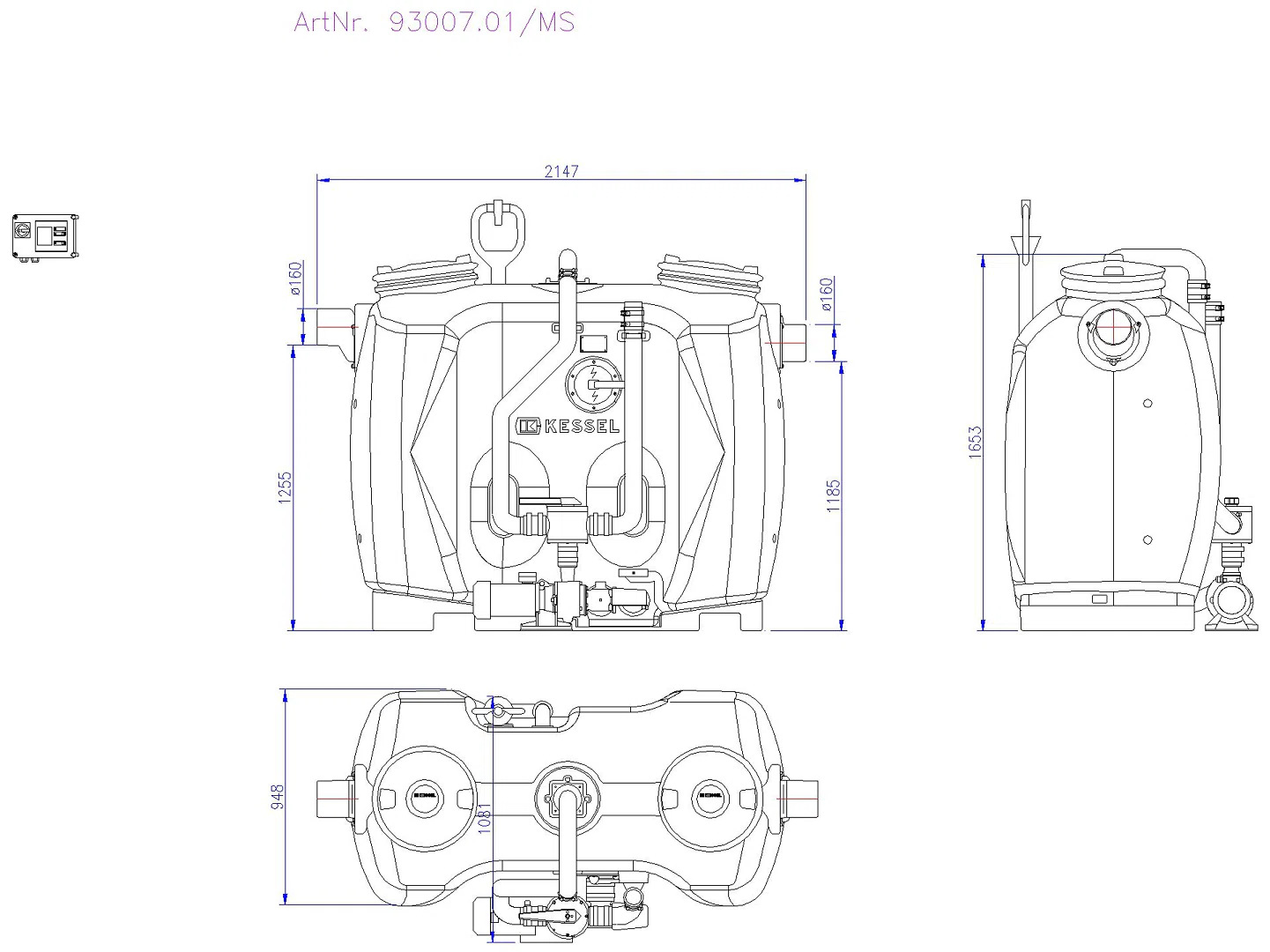 KESSEL-Fettabscheider EasyClean free NS 7, Mix & Pump