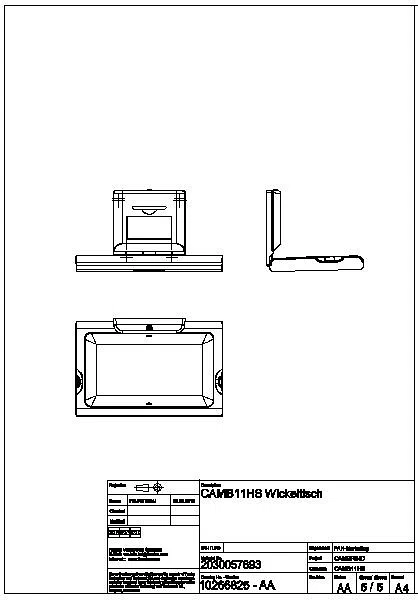 Wickeltisch, CAMBRINO, PP weiß, Front Edst., klappbar, offen 860x480x570 mm, CAMB11HS