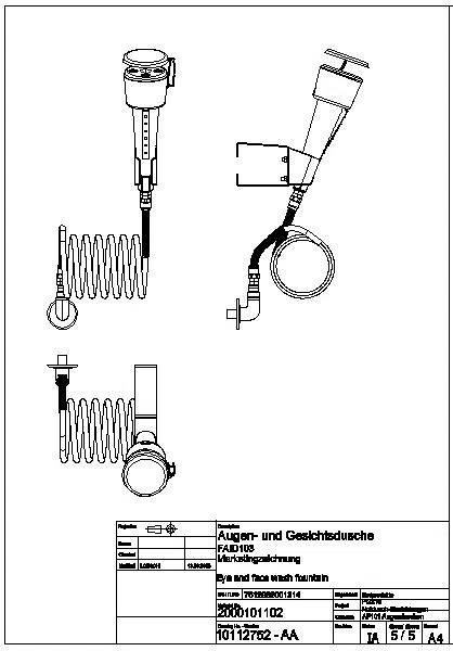 Augendusche, Kst., für Labormöbel, grün, FAID103