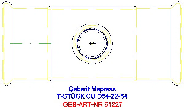 GE Mapress Kupfer T-Stück reduziert d54-22-54_61227_G