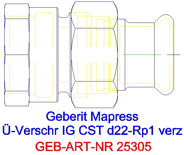GE Mapress C-Stahl Übergangs- verschraubung mit IG d22-Rp1 verzinkt_25305_A
