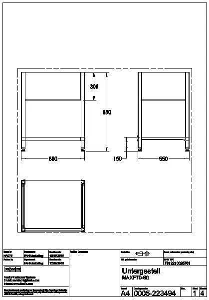 Untergestell, MAXIMA, Edelstahl, 680x850x550 mm, MAXF70-60