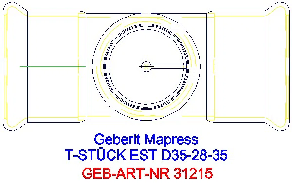 GE Mapress Edelstahl T-Stück reduziert d35-28-35_31215_G