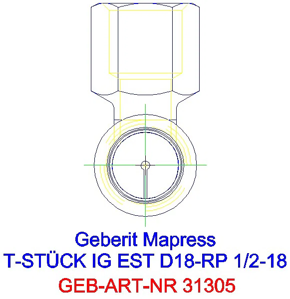 GE Mapress Edelstahl T-Stück mit IG d18-Rp1/2-18_31305_L