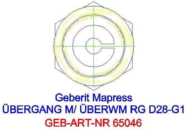 GE Mapress Kupfer Übergang mit Überwurfmutter Rg d28-G1_65046_L
