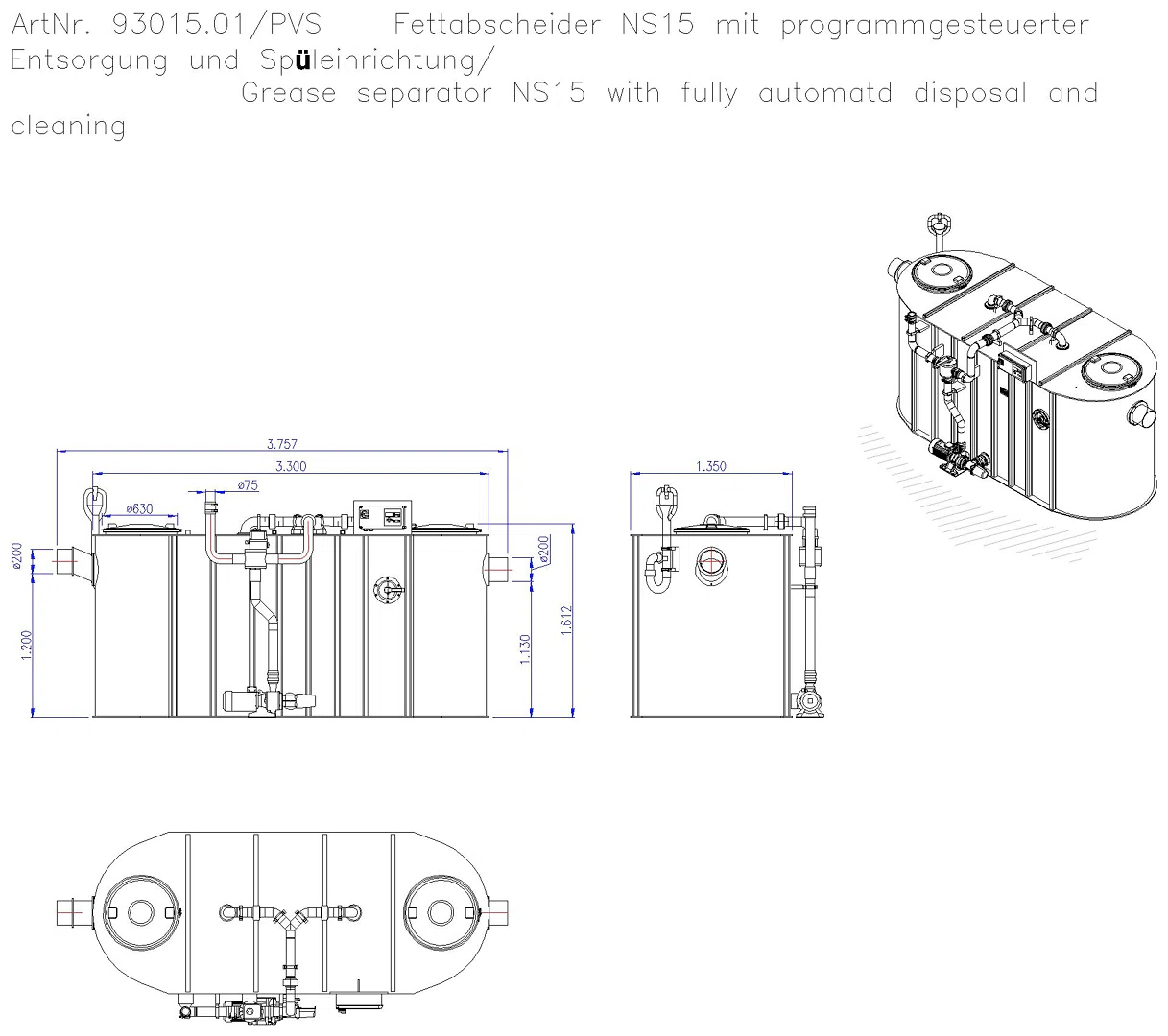 KESSEL-Fettabscheider EasyClean free NS 15, Auto Mix & Pump