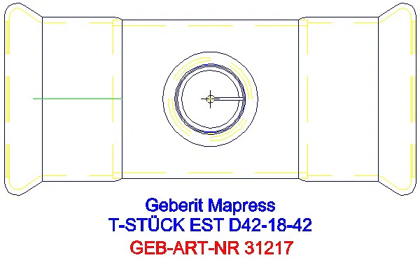 GE Mapress Edelstahl T-Stück reduziert d42-18-42_31217_G