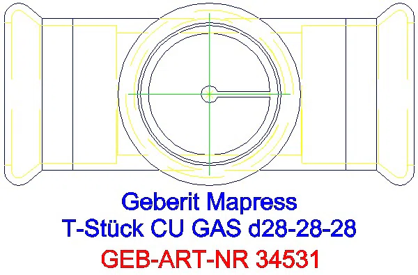 GE Mapress Kupfer T-Stück egal (Gas) d28-28-28_34531_G